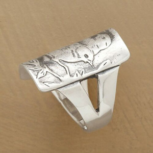 Anello Vintage in Bambù con Uccello per Uomo e Donna, Stile Argento Anticato, Accessorio Moda per Dito, Regalo - Product Image 2