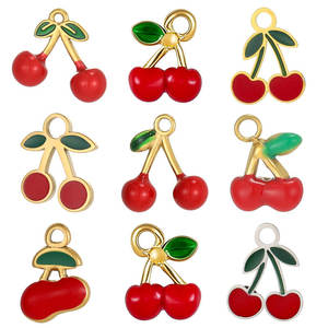 Colgantes de Lujo de Acero Inoxidable 316 con Baño de Oro de 14k y 18k, Resistentes al Deslustre, con Dije de Cereza para Fabricación de Joyas, Ideales para Collares y Pulseras - Product Image 1