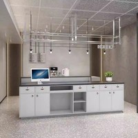 Comptoir de magasin de thé en acier inoxydable à effet ondulé, comptoir de magasin de vêtements, caisse enregistreuse, comptoir de réception de salon de beauté