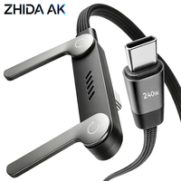 Câble de charge rapide USB Type C 240W de conception nouvelle avec support de téléphone inclinable à 90° °   Support pliable et câble d'alimentation PD avec logo personnalisé