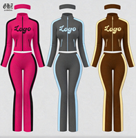 Fabricants de vêtements Ensemble pour grandes filles Vêtements d'hiver Y2k Veste et pantalon à rayures colorées Ensemble 2 pièces pour femmes