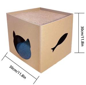Rascador para <span class=keywords><strong>casa</strong></span> <span class=keywords><strong>de</strong></span> gato, tablero plegable para mascotas con almohadillas para rascar, caja <span class=keywords><strong>de</strong></span> cartón corrugado para gato, escondite <span class=keywords><strong>de</strong></span> <span class=keywords><strong>conejo</strong></span>, gato - Product Image 2