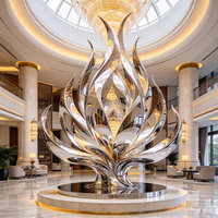 Grande sculpture abstraite en acier inoxydable, œuvre d'art métallique personnalisée pour hall d'hôtel, centre commercial et villa