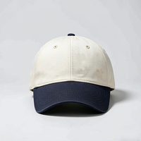 Fabricant OEM ODM de casquettes de baseball personnalisées, style vintage délavé, bicolore crème et marine, 6 panneaux, unisexe, réglable, vente en gros
