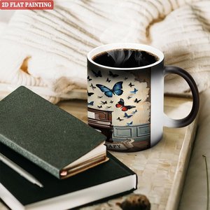 Taza Interactiva que Cambia de Color con el Calor, 11 oz, Cerámica Negra Esmerilada, Taza Mágica con Diseño de Música Terapéutica - Product Image 3