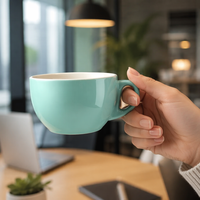 Ensemble tasse et soucoupe à café en porcelaine avec logo personnalisé, mug à latte et expresso en céramique pour hôtel et bureau, vente en gros OEM/ODM