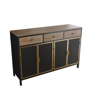 DB 48\" Wide Freestanding Modern <b>Sideboard</b> 4 <b>Doors</b> and <b>3</b> Top Drawers Mango Wood MDF Storage Cabinet for Entryway Floor - Product Image 3