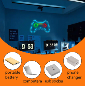 Özel yeni nesil elektronik sarı Neon <span class=keywords><strong>LED</strong></span> işareti Gamepad şekli çocuklar ve gençler için Logo ile kişiselleştirilmiş oda dekor - Product Image 4