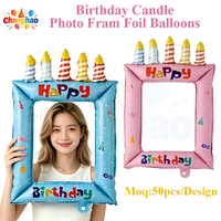 Ballon en aluminium tendance pour cadre photo d'anniversaire, rose et bleu, accessoire photo pour décoration de fête d'anniversaire, vente en gros