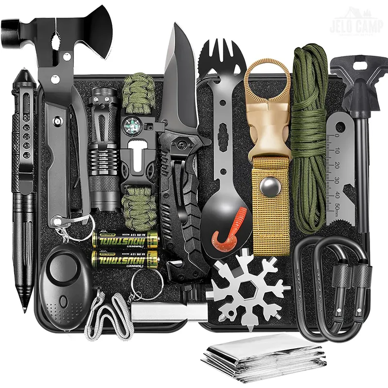 Chuyên nghiệp 21 trong 1 Cắm Trại thiết yếu khẩn cấp Survival Gear Kits SOS phiêu lưu chiến thuật Công cụ quà tặng đi bộ đường dài Survival kit Set