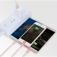 Promo Panas Kabel Charger 3 in 1 Nylon 1M 3A, Multi Kepala Micro USB Type C, Pengisian Daya Bersamaan untuk iPhone dan Android