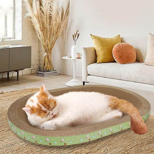Ganzjahres-extra großes Wellpappen-Katzen kratz brett Rundes Spielzeug-Katzen bett zum Schlafen und Spielen - Product Image 1