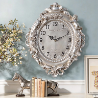 Jam Dinding Resin Kreatif Motif Mawar dengan Bentuk Bundar, Tanpa Suara, untuk Ruang Tamu, Kamar Tidur, Hotel, Restoran