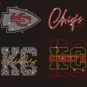Kansas <span class=keywords><strong>Chiefs</strong></span> Futebol Logo Design Ferro em Custom Rhinestone Transferência Motif - Product Image 2