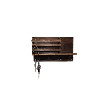 Porta Posta e Organizzatore per Ingresso con 4 Doppi Ganci Portachiavi, Montaggio a <span class=keywords><strong>Parete</strong></span> <span class=keywords><strong>in</strong></span> <span class=keywords><strong>Legno</strong></span> - Product Image 5