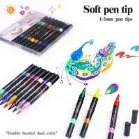 Marqueur double pointe double couleur à paillettes épaisses, pointe souple double face pour enfants et étudiants, dessin coloré fluorescent