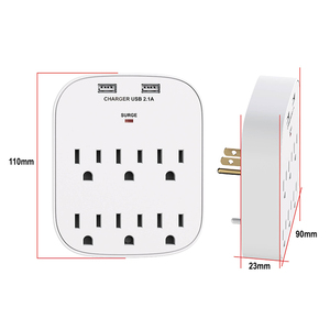 [OEM] Regleta de Pared Certificada UL con 6 <span class=keywords><strong>Tomas</strong></span> + 2 USB 2.4A, Protección Contra Sobretensión, Empaquetada en Blíster Individual - Product Image 3