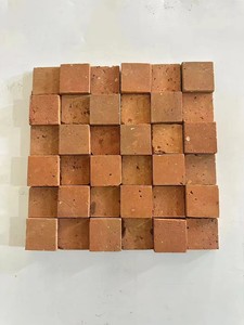 Carreaux de mosaïque en placage de brique d'argile rouge rétro 3D de luxe moderne pour panneaux de revêtement en pierre de mur avec puces carrées - Product Image 4