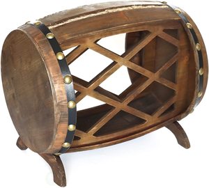Diretta della fabbrica di Stile di Paese di Forma <span class=keywords><strong>a</strong></span> <span class=keywords><strong>Botte</strong></span> di Legno Cremagliera del Vino 7 Bottiglie Per Soggiorno - Product Image 3