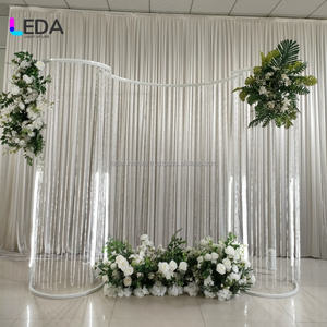 Suministros para fiestas LEDA, decoración de fondo de escenario de boda, arco blanco, forma curva, soporte de fondo de Metal con cristales colgantes - Product Image 4