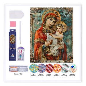 5D bricolage acrylique cristal <span class=keywords><strong>diamant</strong></span> peinture Kit imprimé religieux Portrait série partiellement coller perceuse peinture - Product Image 2