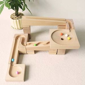 Pista de Canicas de Madera para Niños, Juego de Pistas de Canicas Enrolladas, Laberinto de Canicas de Madera, Pista de Rodillos con Rampas, Regalo de Cumpleaños - Product Image 1