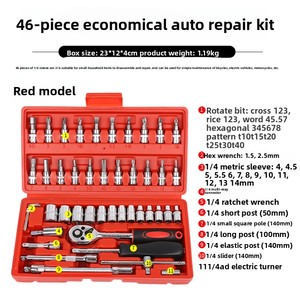 Ensemble de boîte à outils de réparation automobile de 46 pièces personnalisable OEM petite clé à douille rapide volante mallette à outils à main électrique incluse - Product Image 6