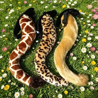 Jouets en peluche créatifs en forme de queue d'animaux simulés (tigre, léopard, lion) avec rembourrage en coton PP et polyester, vente en gros, accessoires de spectacle pour enfants