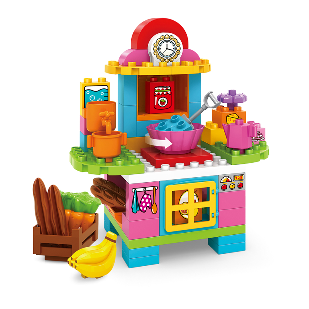 JDLT DIY пластик Кирпичи Строительство кухня играть игрушки большой строительные Конструкторы набор для детей и обувь девочек