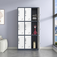 Moderne pas cher serrure clé vêtements fer armoire armoire armoire de rangement en acier métal compartiment 9 portes casiers à vendre
