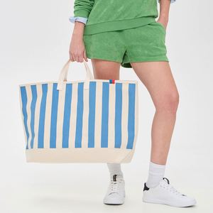 Custom <b>Large</b> Tote <b>Bag</b> for Women <b>Canvas</b> Purses Handbags Organic Cotton Durable Shopping Groceries Beach All Over Striped Tote - Product Image 2