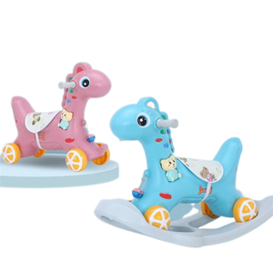 어린이를위한 저렴한 흔들 만화 말 아기 어린이를위한 핑크 플라스틱 흔들 말 장난감을 타고 - Product Image 1