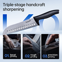 Ensemble de couteaux de cuisine noirs de 15 pièces avec bloc de rangement, manche ergonomique en PP, ensemble de couteaux de chef avec aiguiseur intégré et support à couteaux