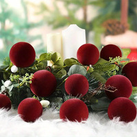 Boules de Noël en plastique velours de haute qualité, résistantes aux intempéries, faites à la main, en vrac, décorations festives pour la maison et le bureau