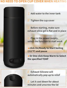 Bouilloire électrique japonaise 350ML <span class=keywords><strong>chauffe</strong></span>-eau à double paroi avec intérieur en acier inoxydable chauffage rapide Portable pour <span class=keywords><strong>voiture</strong></span> cadeau Gadget - Product Image 3