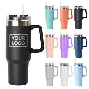 Vaso Térmico de Acero Inoxidable de 40oz con Logotipo Personalizado, Taza de Viaje Doble Portátil para Café, Vaso de Agua de Gran Capacidad con Asa - Product Image 1