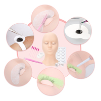 Kit d'exercices de pratique pour extensions de faux cils, 10 pièces, ensemble de pratique, avec tête de Mannequin, maquillage, avec étiquette privée