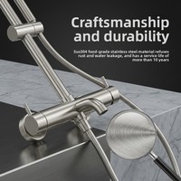 Ensemble de douche complet en acier inoxydable 304 chromé, moderne et minimaliste, à montage mural, avec robinet mélangeur chaud-froid et jet de pluie pressurisé