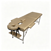 Table de massage portable de luxe à 2 sections avec pieds en acier inoxydable, lit de spa pliable avec appui-tête réglable