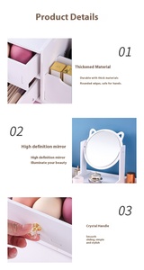 Đa Chức Năng Gỗ Sang Trọng Trắng Vòng Gương Bắc Âu Mỹ Phẩm Lưu Trữ Hộp Trang Điểm Tổ Chức Với Gương - Product Image 4