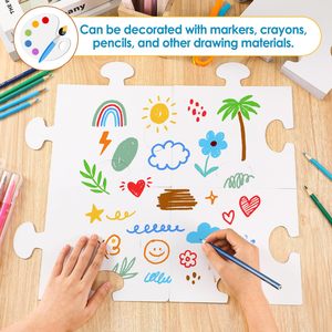 Grandes pièces de <span class=keywords><strong>puzzle</strong></span> blanches vierges en vrac pour dessiner et créer votre propre <span class=keywords><strong>puzzle</strong></span> géant, double feuilles de papier blanches vierges - Product Image 6