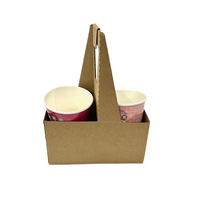 Porte-gobelet en papier en carton pour boisson chaude à emporter personnalisée avec poignée pour emporter emballage de thé kraft porte-gobelet en papier à café jetable
