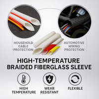 Gaine tressée en fibre de verre non thermorétractable, directement de l'usine, avec revêtement en caoutchouc silicone, 2,5 kV