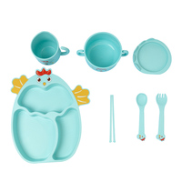 Matériau de qualité alimentaire respectueux de l'environnement conception de dessin animé bébé tout-petits enfants plateau alimentaire assiette divisée bol ensemble de couverts