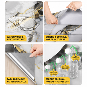 Carta da <span class=keywords><strong>Parati</strong></span> Moderna Effetto Marmo <span class=keywords><strong>per</strong></span> Cucina, Bagno, Soggiorno e Camera da Letto, Adesivi Geometrici Impermeabili Autoadesivi - Product Image 2
