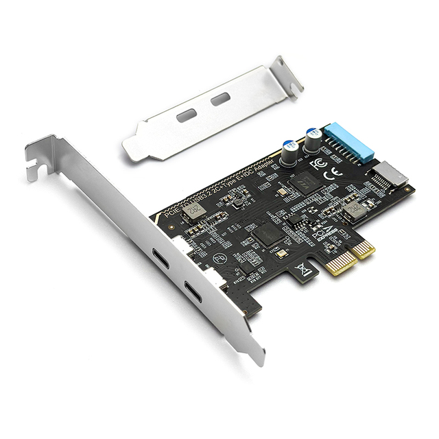 PCIe USB C Expansion Card 2-Port Type-C ASM1042 5Gbps USB 3.0 PCIe X1 to Type-E 19Pin Front Panel Adapter for Desktop PC