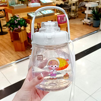 Produits tendance 2025 nouveautés 1300ml gros gros ventre dessin animé ours enfants bouteille d'eau en plastique avec pailles