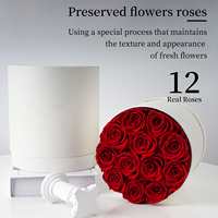 Collection de roses roses éternelles, décoration pour la Saint-Valentin, Noël, la remise des diplômes, roses préservées à longue durée de vie, boîte de roses à la glycérine