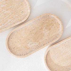 Plateau de <span class=keywords><strong>douche</strong></span> ovale en pierre naturelle, marbre doré italien, travertin - Product Image 1