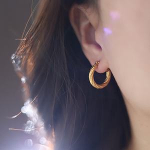 Boucles d'oreilles tendance 2023 en acier inoxydable PVD plaqué or 18 carats, boucles d'oreilles créoles torsadées personnalisées - Product Image 3